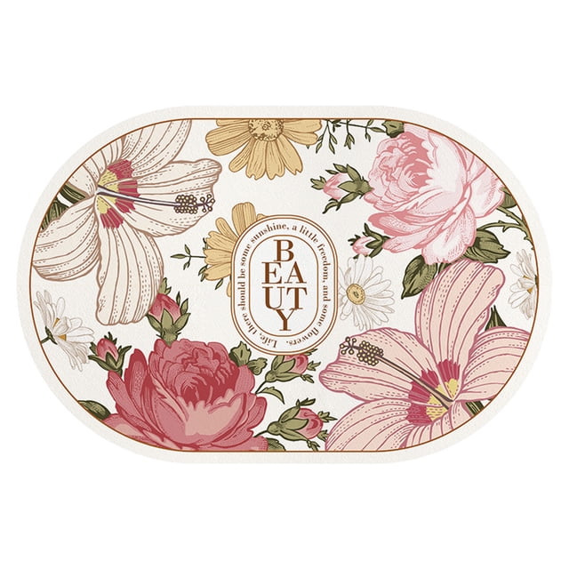 Ohufall Non Slip Shower Mat Washable Rugs Bathroom Decor Super Absorbent Quick Dry Rubber Backing Bath Rug For Bathtub Shower Room Front Bathroom Floor Mat