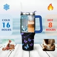 thumbnail image 4 of Blue and Purple Butterflies 40 Oz Tumbler with Handle Lid and Straw, Stainless Steel Double Walled Vacuum Insulated Cup, Cute Birthday Gifts Tumbler for Women Men Friends, 4 of 7