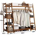 thumbnail image 2 of Perchero de Bambú con Ganchos, Perchero para Ropa, Armario, Estante Almacenamiento de Ropa para Dormitorio, Sala de Estar, Lavadero (Marrón), 2 of 4