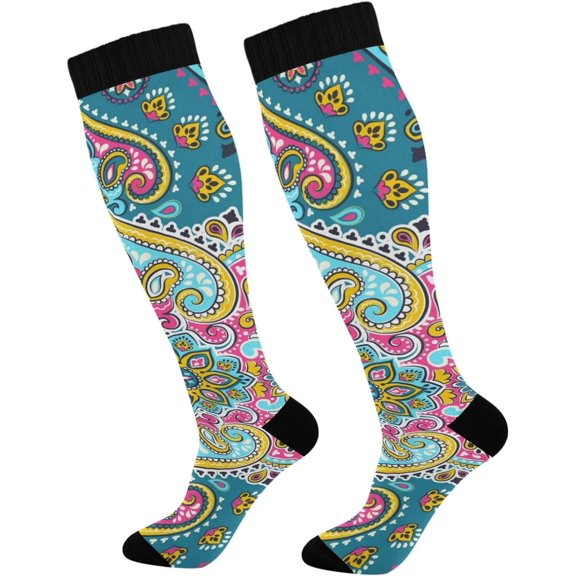 GZHJMY Mandala Compression Socks, Women Men Long Stocking (20-30mmHg), Travel Knee High Stockings for Athletic Sports,Running,Cycling,Nursing