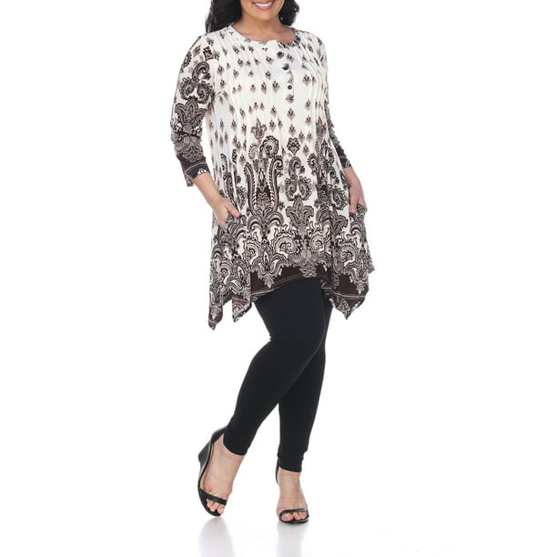 White Mark - Women's Plus Size Paisley Print Tunic Top With Pockets ...