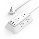 thumbnail image 1 of NTONPOWER Tiras de alimentación Enchufe plano con protección contra sobretensiones, cable de extensión montable con USB C, protector contra sobretensiones cable de extensión largo, blanco, 1 of 5