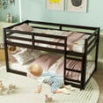 thumbnail image 5 of Mirightone Wooden Twin over Twin Bunk Floor Bed with Ladder, Twin Size Low Bunk Bed, Upper Bed with Slats, Espresso, 5 of 8