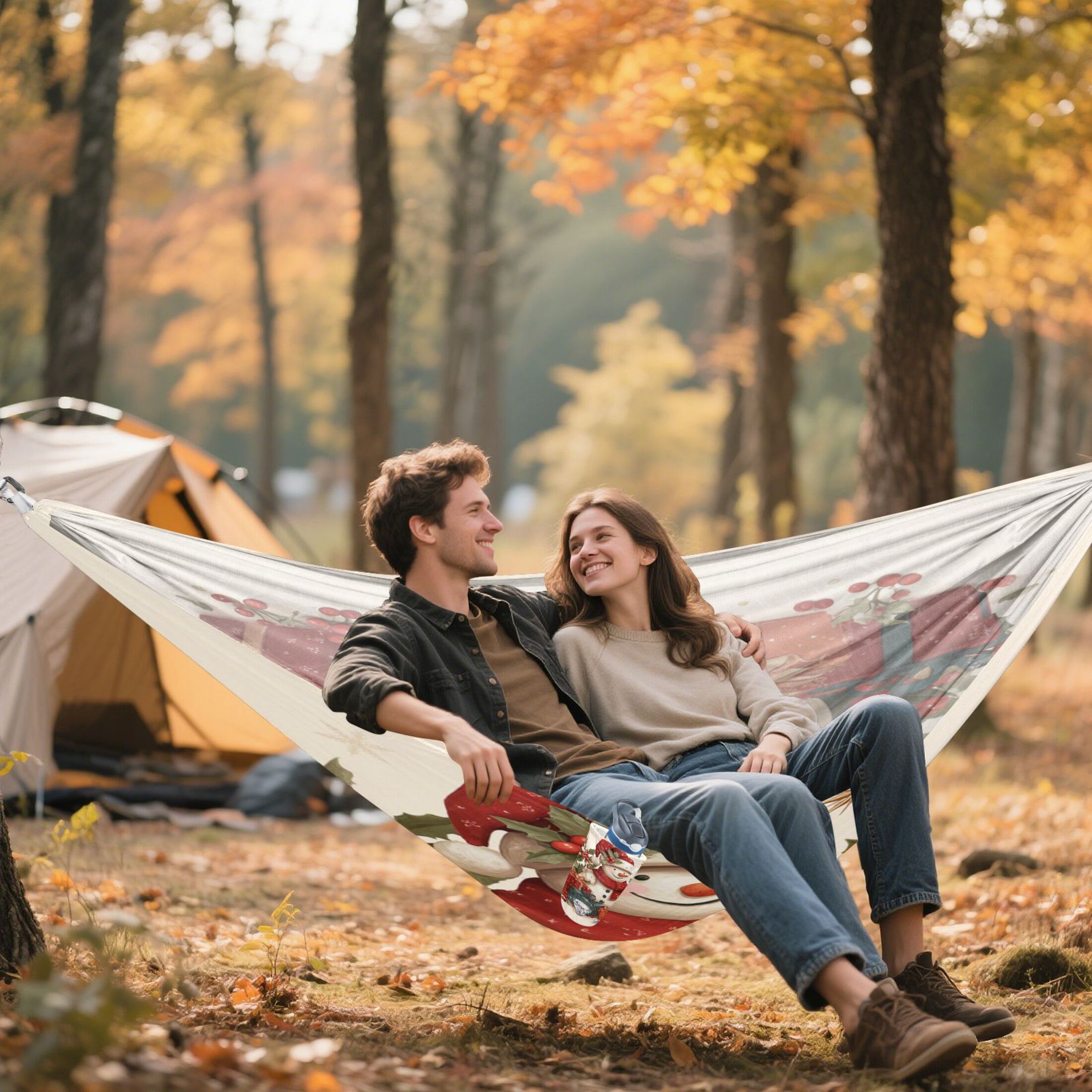 Hammock Camping Hammock Nylon Portable Hammock Travel Camping Hammock Warm Christmas Snowman Beautiful
