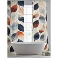 thumbnail image 6 of Navy Blue Burnt Orange Botanical Semi Sheer Curtains 84 Inch Length 2 Panels Set, Vintage Leaves Sheer Kitchen Curtain Privacy Voile Window Curtain for Living Room Bedroom Rod Pocket Drapes, 6 of 7