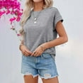 thumbnail image 3 of Elegant Loose Fit Women's Shirt Summer Round Neck Casual Short Sleeve Top for Girls Fashionable Basic Tee with Regular Shoulders Womens Short Sleeve T Shirts Women's Shirt Casual Fit Top Tee, 3 of 6