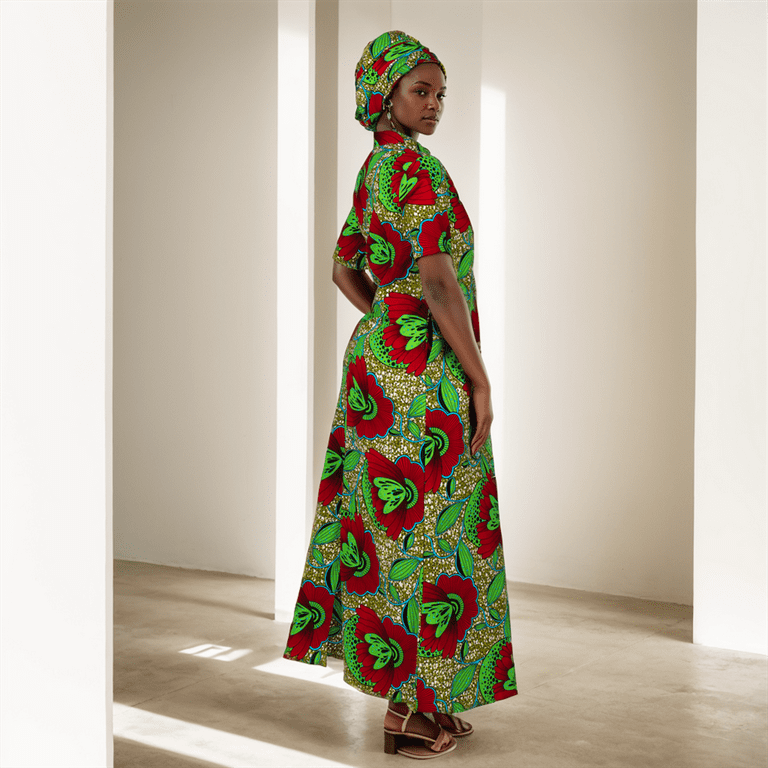  BAZINRICHE African Women's Dress Long Sleeve O-Neck