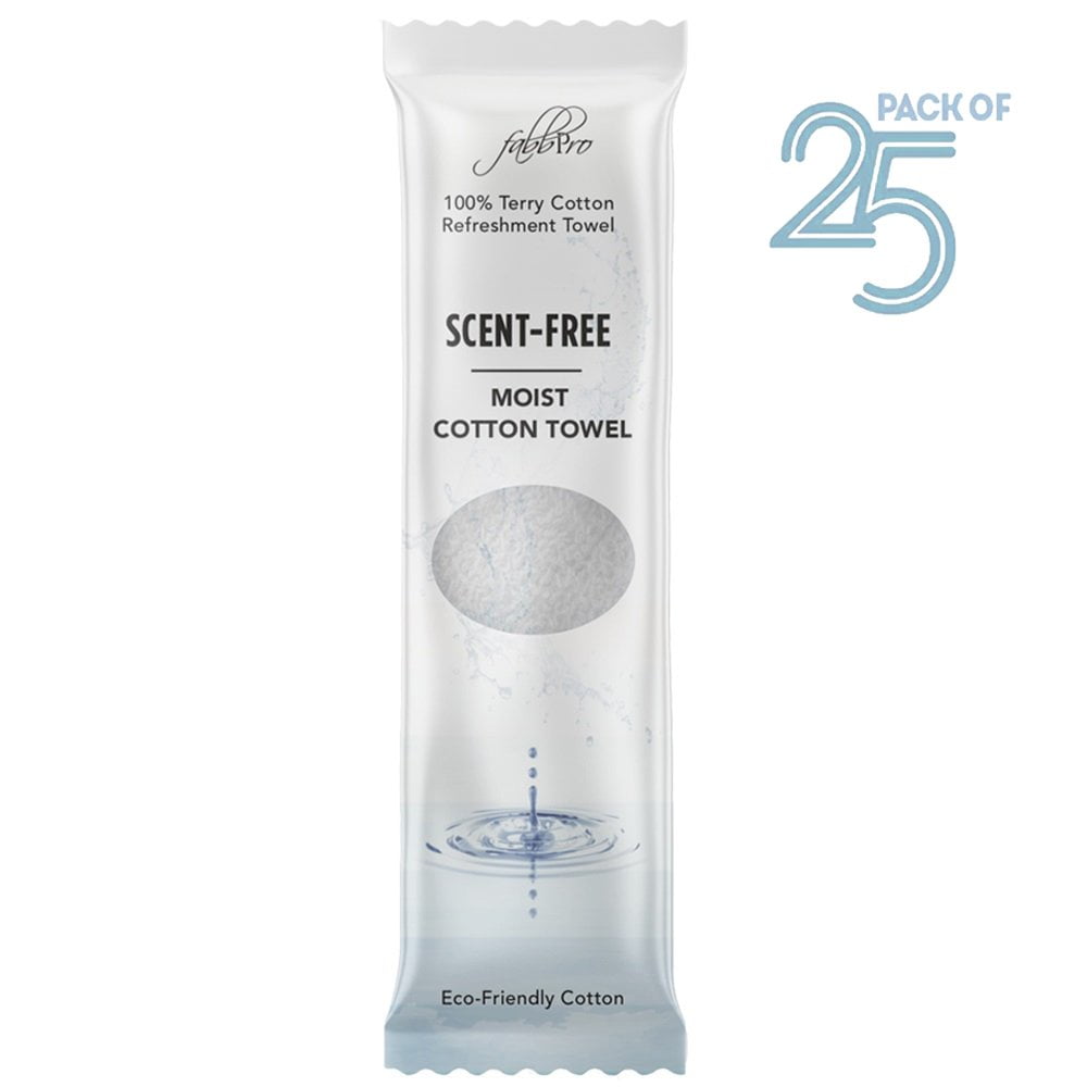 FabbPro Oshibori Moist Terry Cotton Refreshment Towels (25 Pack, 8 x 8