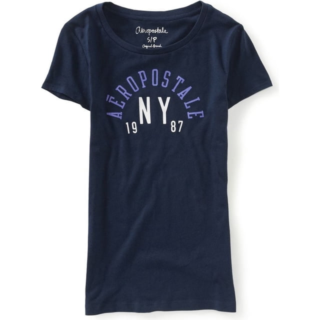 Aeropostale Ny 1987 Camiseta gráfica para mujer, azul, XS Aeropostale Camiseta gráfica