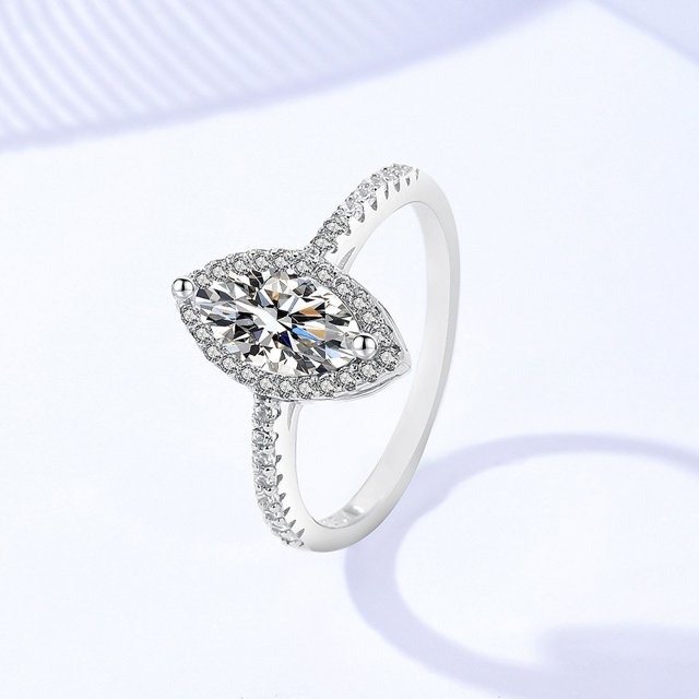 Anillo de moissanita de 1 quilate de plata esterlina 925 de Damila, anillo de microdiamantes ovalados de moda para mujer de Europa y Estados Unidos