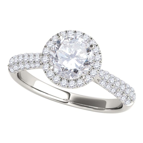 Aonejewelry 0.65 Ct. Halo Unique Design Engagement Diamond Ring Crafted In 14k Solid White Gold