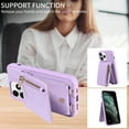 thumbnail image 6 of SaniMore RFID Blocking Wallet Case for iPhone 11 Pro, Crossbody Zipper Purse Case for Women/Girls, Wrist Strap PU Leather Card Holder Kickstand Cover for Apple iPhone 11 Pro, Purple, 6 of 9
