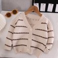 thumbnail image 2 of Fjofpr Toddler Boy Clothes Clearance Under $10 Toddler Boy Clothes 5T Winter Girls Knitted Cardigan Sweater V-neck Jacket Striped Long Sleeve Top, 2 of 3