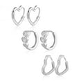 thumbnail image 3 of Lancharmed Silver Plated Stud Earrings,Three Pairs of Heart Zircon Earring Friend Gifts, 3 of 9