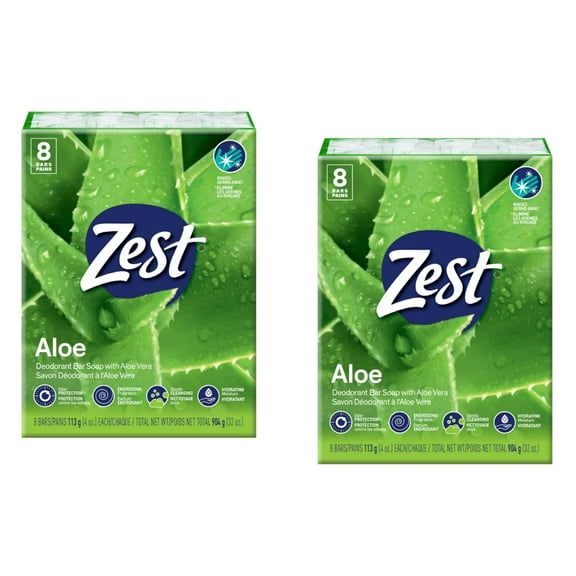 Zest Bar Soap Fresh Aloe 4 Oz Bars, 8 Count (Pack of 2)