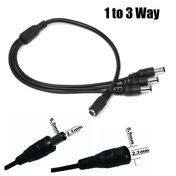 KNACK- 1-To-3 Dc Power Splitter Cable With 5.5X2.1Mm Plugs For Cctv (Psc3)