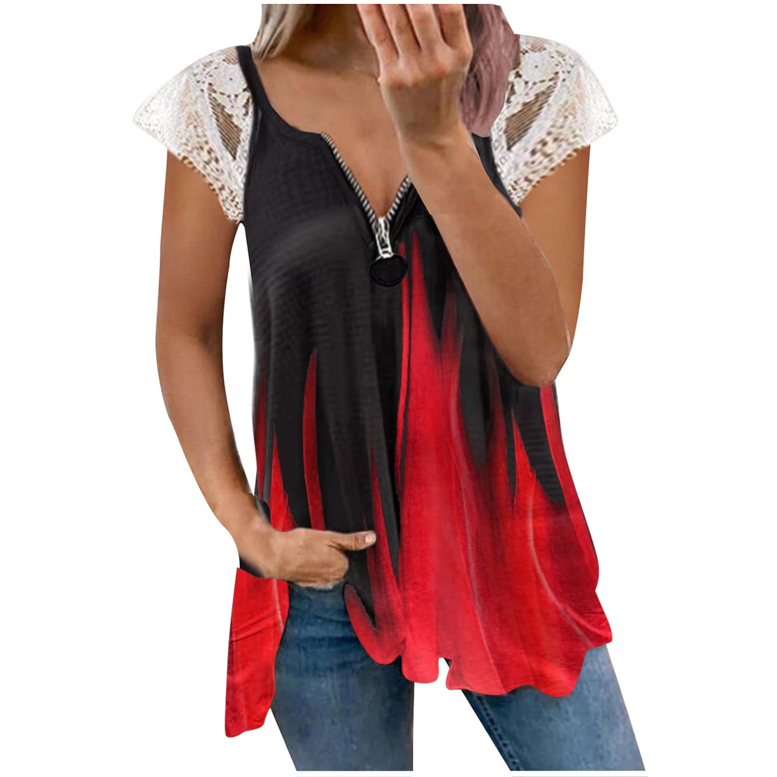 red and black tie dye crop tank top