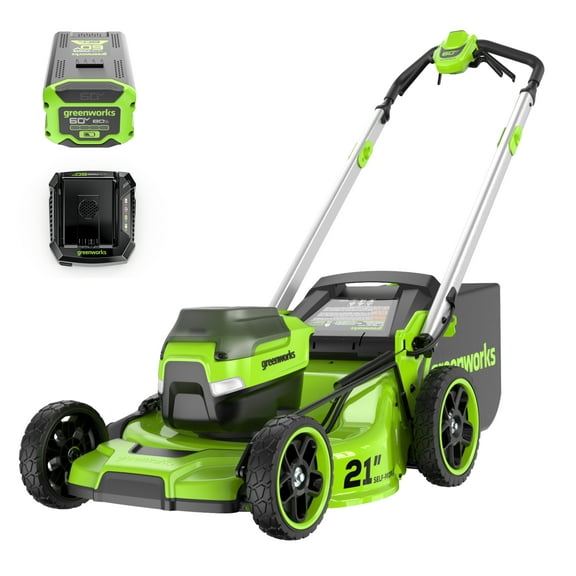 Greenworks 60V 21" Self Propelled Lawn Mower with (1) 8.0 Ah Battery & Rapid Charger 2546402
