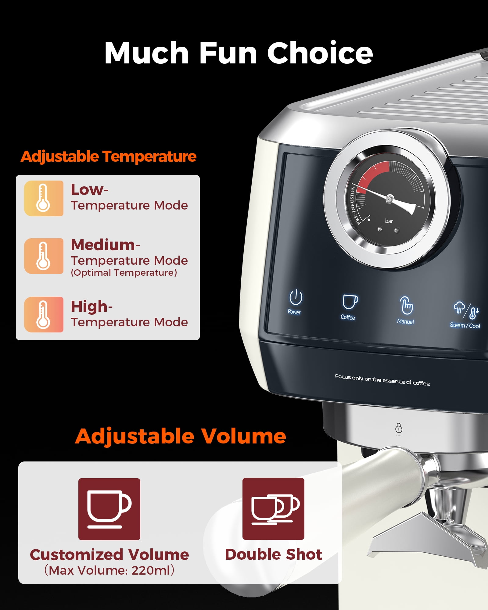 Tuni E2 58mm 𝐃𝐮𝐚𝐥 𝐁𝐨𝐢𝐥𝐞𝐫 Espresso Machine, 20 Bar UKLA Pump Espresso Maker with PID NTC System, Commercial Grade Stainless Steel Semi-automatic Coffee Machine, for Coffee Lovers