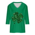 thumbnail image 4 of ICHUANYI Women's Classic Casual St. Patrick's Day V-neck 3/4 Sleeve Long Sleeve Tops Blouse, 4 of 4