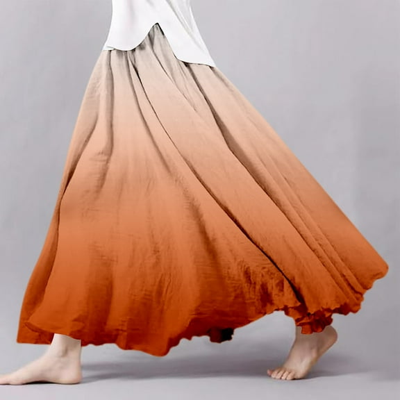 Women's Summer Printed Linen Wrap Skirt Elastic Waist A Line Boho Beach Skirt Flowy Long Maxi Skirt For Vacation Belly Dance Skirts for Women Neon Skirt Denim Skirt Plaid Skirt plus Size Womens Denim