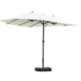 thumbnail image 3 of Outsunny Patio Umbrella 15' Steel Rectangular Outdoor Double Sided Market with base, Sun Protection & Easy Crank for Deck Pool Patio, Beige, 3 of 10