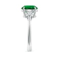 thumbnail image 3 of ANGARA Lab Grown 2.5 Ct Round Emerald and Diamond Three Stone Engagement Ring for Women in 14K White Gold (Size-9mm) | May Birthstone, Anniversary, Jewelry Gift for Women | Lab-Grown Emerald Ring, 3 of 9