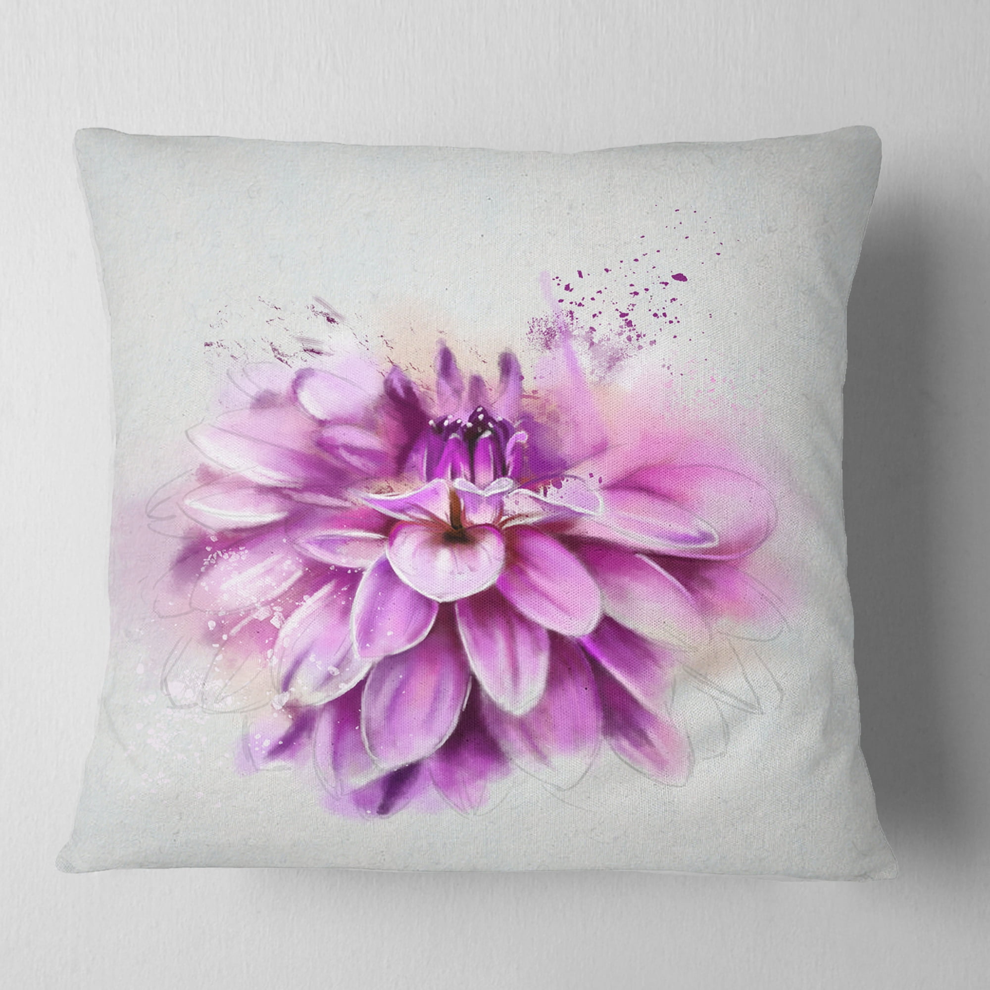 Designart Beautiful Pink Watercolor Flower - Floral Throw Pillow - 18x18