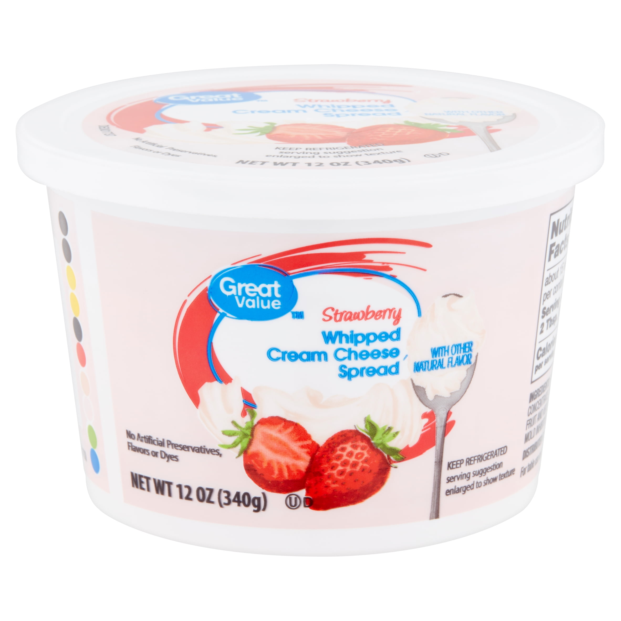 Great Value Strawberry Whipped Cream Cheese Spread 12 Oz Walmart Com Walmart Com