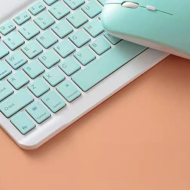 Ensemble de souris clavier Bluetooth rechargeables sans fil colorées pour tablette  Android Samsung pour iPad pour Samsung (blanc) 
