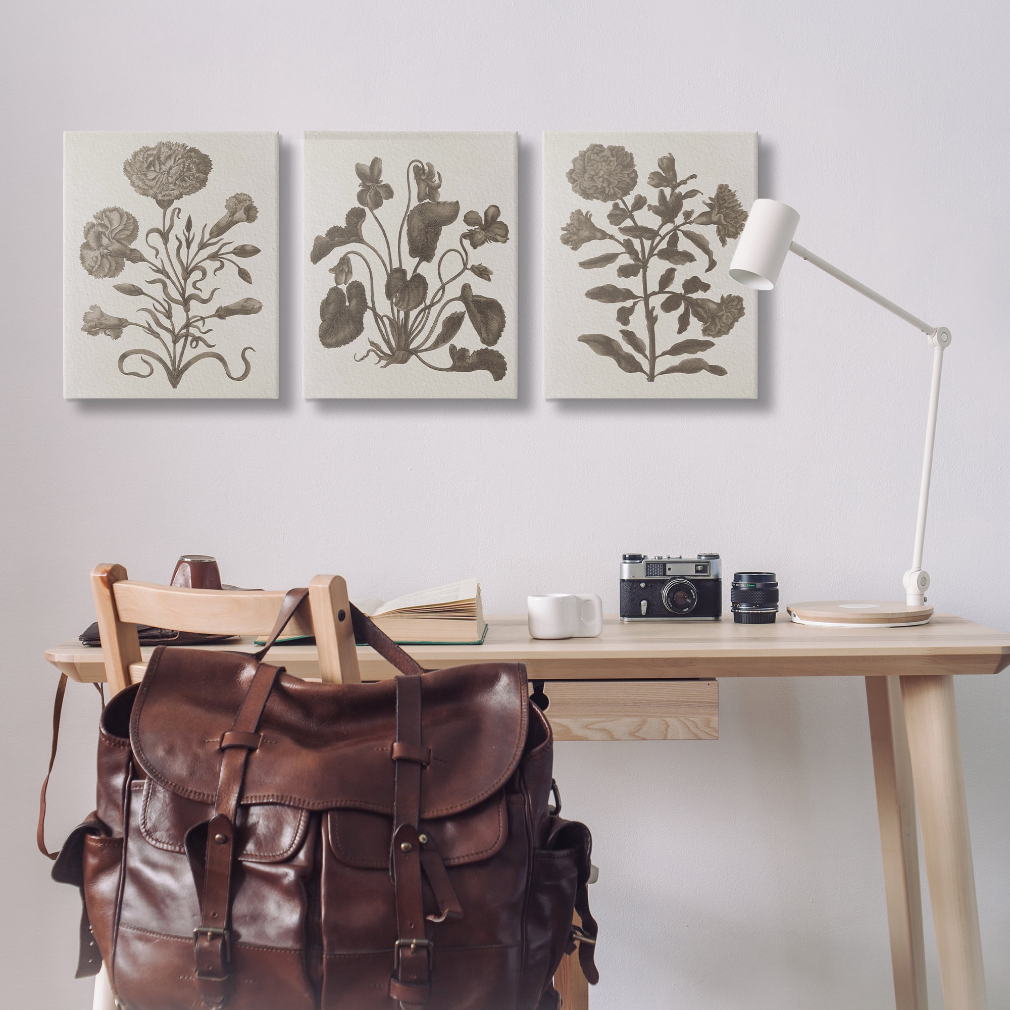 Stupell Industries Vintage Country Botanicals Plants & Flowers Painting Wrapped Canvas Art Print Wall Art, 16 x 20, Set of 3