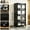 4-Tier Foldable Storage Cabine, variant on Large Foldable Double Door Storage Cabinet, Magnetic Door Rolling Stackable Organizer Black for Kitchen Bathroom Office