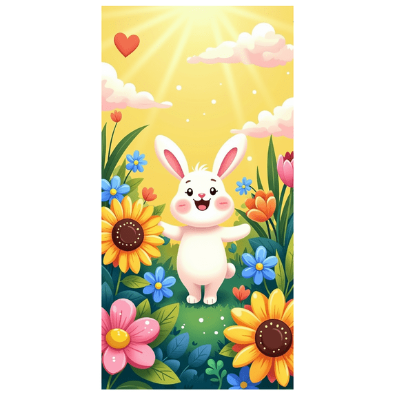 Easter Spring Backdrop with Floral Birds Bunny Egg Photography Background Banner Party Decoration for Baby Shower Photo Props Event Decor