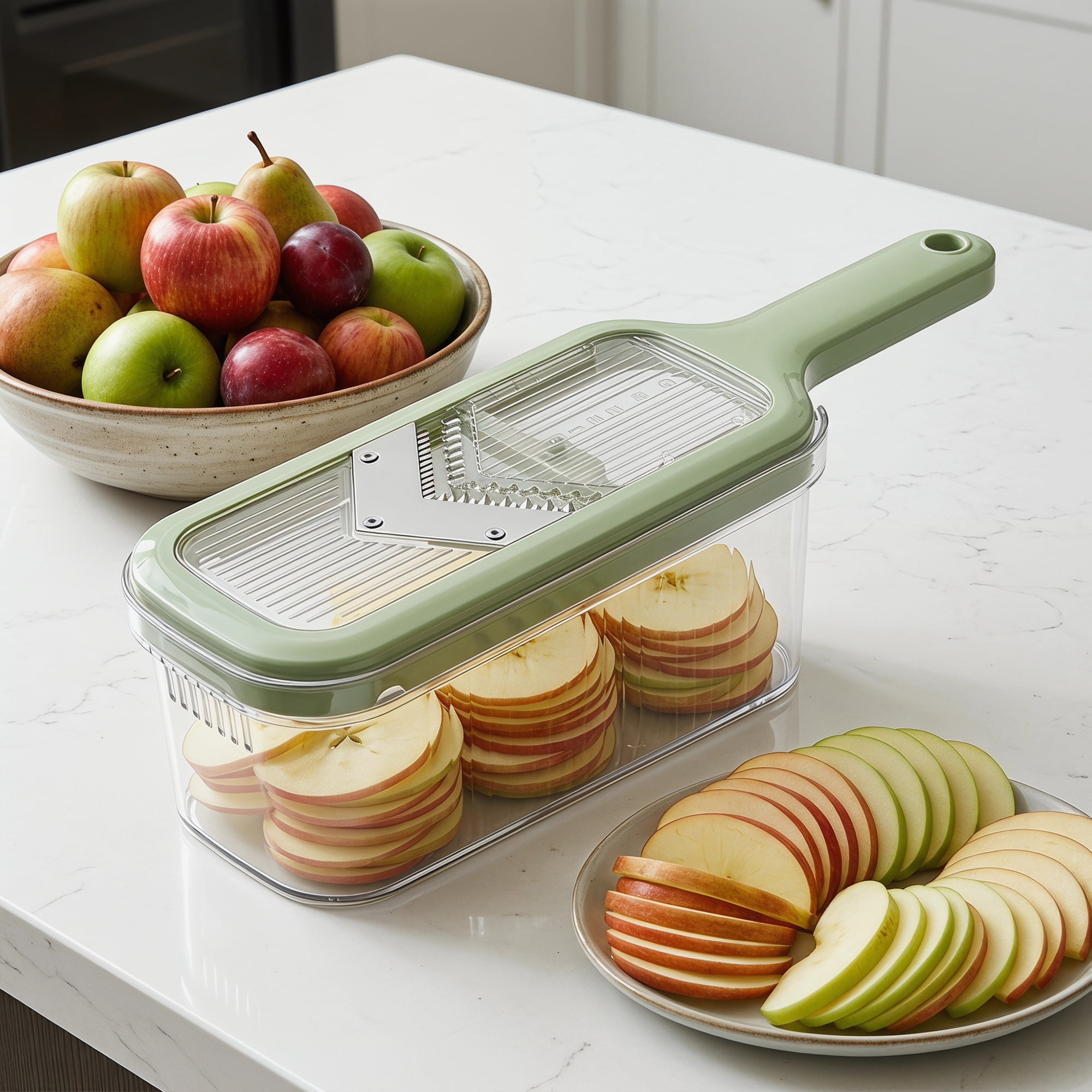 Unique Bargains Versatile 3-in-1 Vegetable Slicer and Chopper for Home Green B 13.2"x4.3"