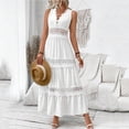 thumbnail image 4 of Levmjia Women's Sleeveless V Neck Maxi Dress Lace Trim Tiered Boho Dress Casual Summer Beach Dress with Eyelet Detail, 4 of 7