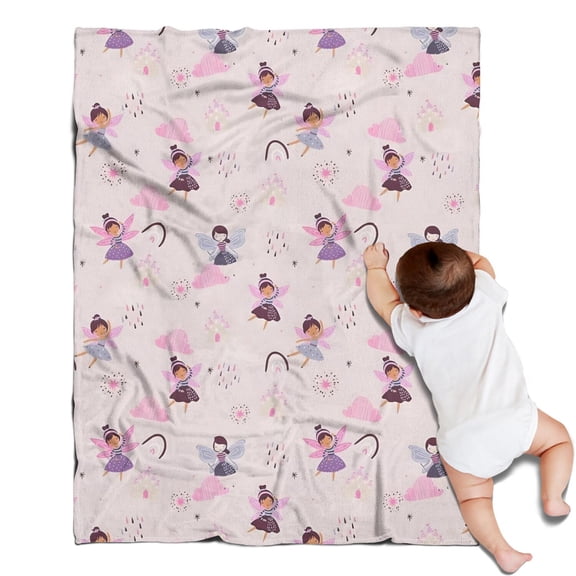 Light Pink Fairy Pattern Blanket,Comfortable Soft Flannel Throw Blanket,All Season,Warm Lightweight Blankets for Sofa Bed Couch Living Room Chair,30"x40"