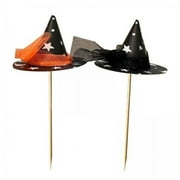 yotijay 5x2Pcs Halloween Witch Hat Cake Topper Cheese Decorative Desert Party Supplies Hat with Mesh
