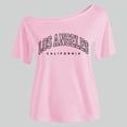 thumbnail image 5 of Girl's Off The Shoulder Shirt Top Los Angeles Graphic T-Shirt Short Sleeve T shirts Tee, 5 of 5