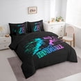 thumbnail image 2 of Castle Fairy Sport Handball Twin Bedding 7-Piece, Gradient Graffiti Splash Bedding Comforter Set, Black Teal Pink,Black Reversible, 2 of 7