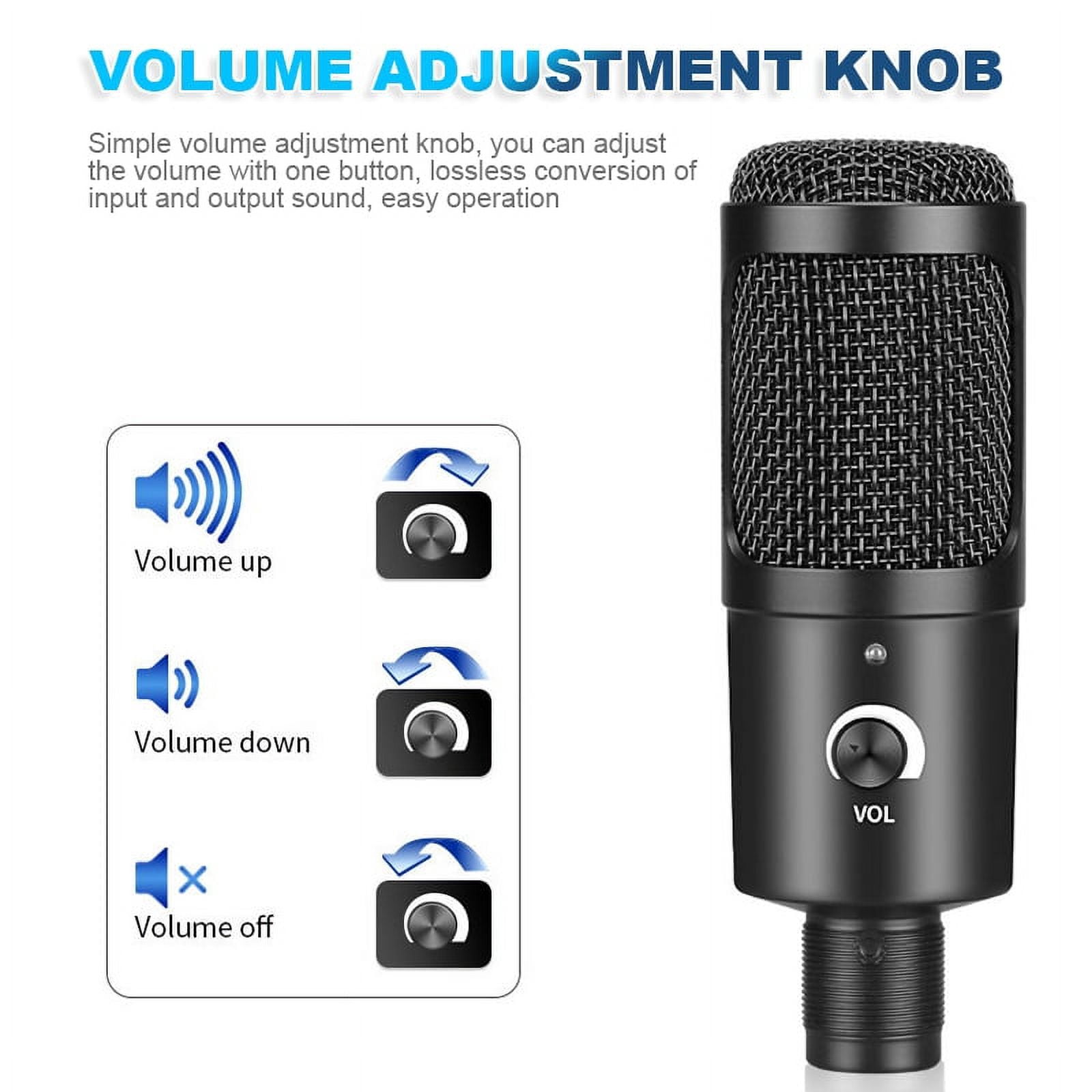 EIMELI USB Microphone, Metal Condenser Recording Microphone for Laptop MAC or Windows Cardioid Studio Recording Vocals, Voice Overs,Streaming Broadcast and YouTube