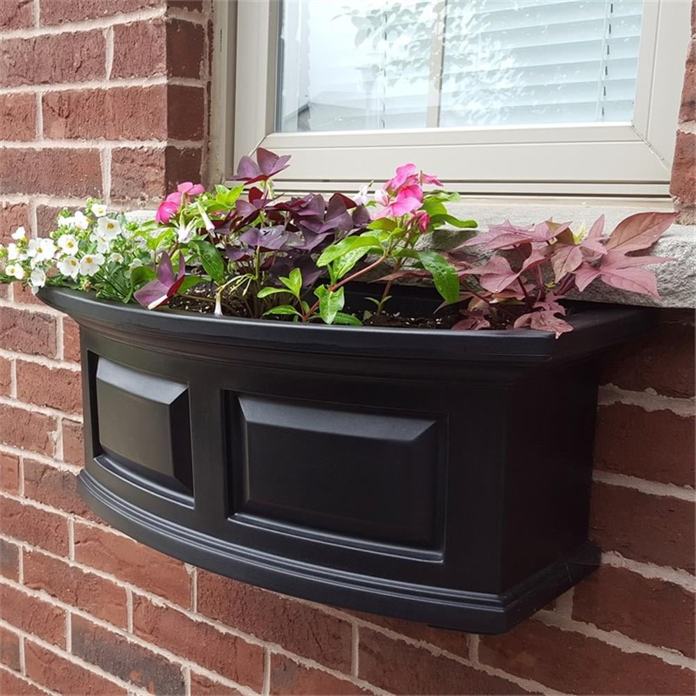 Pemberley Row Polyethylene Black Window Box Rectangular Weatherproof 24" Unassembled