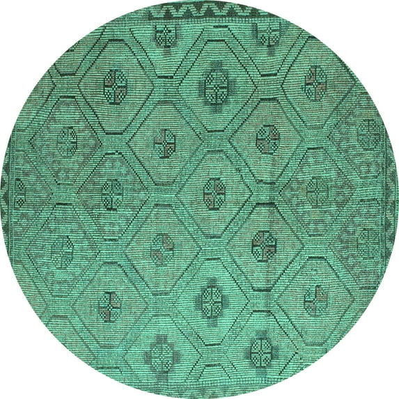 Ahgly Company Indoor Round Southwestern Turquoise Blue Country Area Rugs, 3' Round