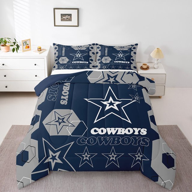 Erosebridal Blue Texas Stars Bedding Twin Comforter Set,Geometric Hexagon Down Comforter,Western Room Decorative,Reversible,Lightweight,2-Piece