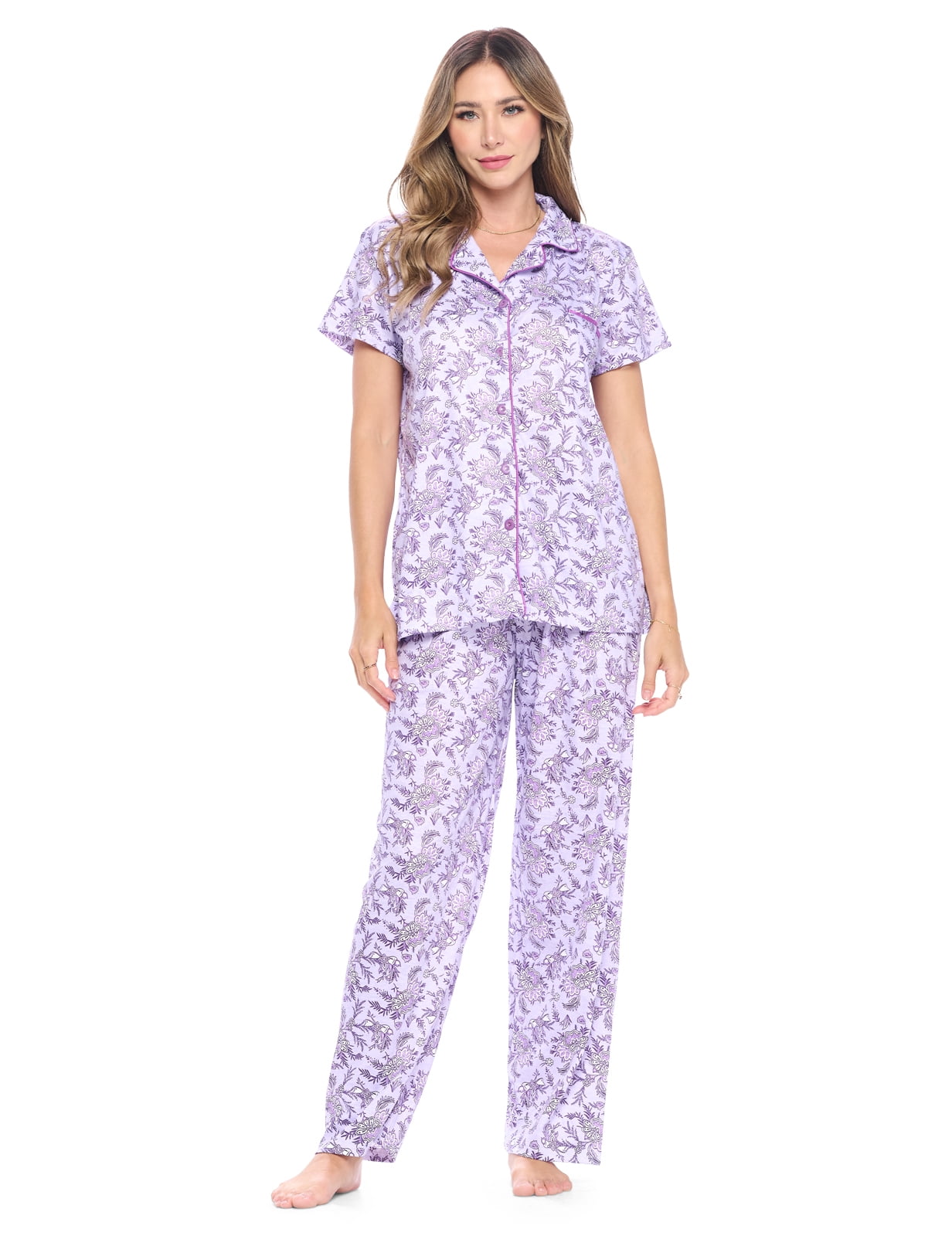 Casual Nights Women's Short Sleeve Floral Pajama Set - Walmart.com