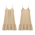 thumbnail image 4 of XiYing Robes d'Été pour Femmes, Robe d'Été en Lin à Bretelles Spaghetti pour Femmes, Sans Manches Ajustable, Ourlet à Volants, Plage, Vacances, Décontractée, Coupe Ample, S-TTG, 4 of 9
