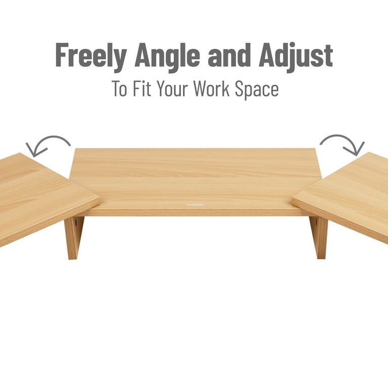 Mind Reader Dual Monitor Stand - Pink MDF Desk Riser, Adjustable Width Up To 51.25"