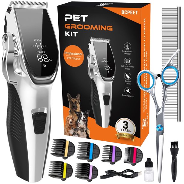Kit de peluquería canina OCPEET de bajo ruido, inalámbrico, 4 en 1, cortapelos