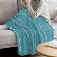 thumbnail image 6 of Flannel Throw Blanket for Couch Sofa Bed, Turquoise Blue and White Striped Soft Cozy Warm Fuzzy Blanket 30x40in, 6 of 9