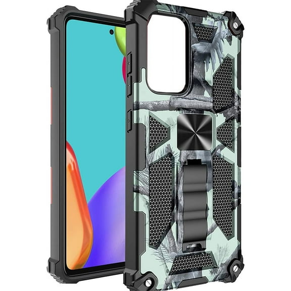 Camouflage Case for Samsung Galaxy A71 5G (No 4G) with Magnetic Kickstand, Built-in 360° Rotate Ring Stand Magnetic Car Mount Cover Case Phone Cover Case for Galaxy A71 5G MC Mint Green