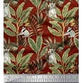thumbnail image 1 of Soimoi Poly Georgette Fabric Leaves & Lemur Animal Print Sewing Fabric Yard 42 Inch Wide, 1 of 1